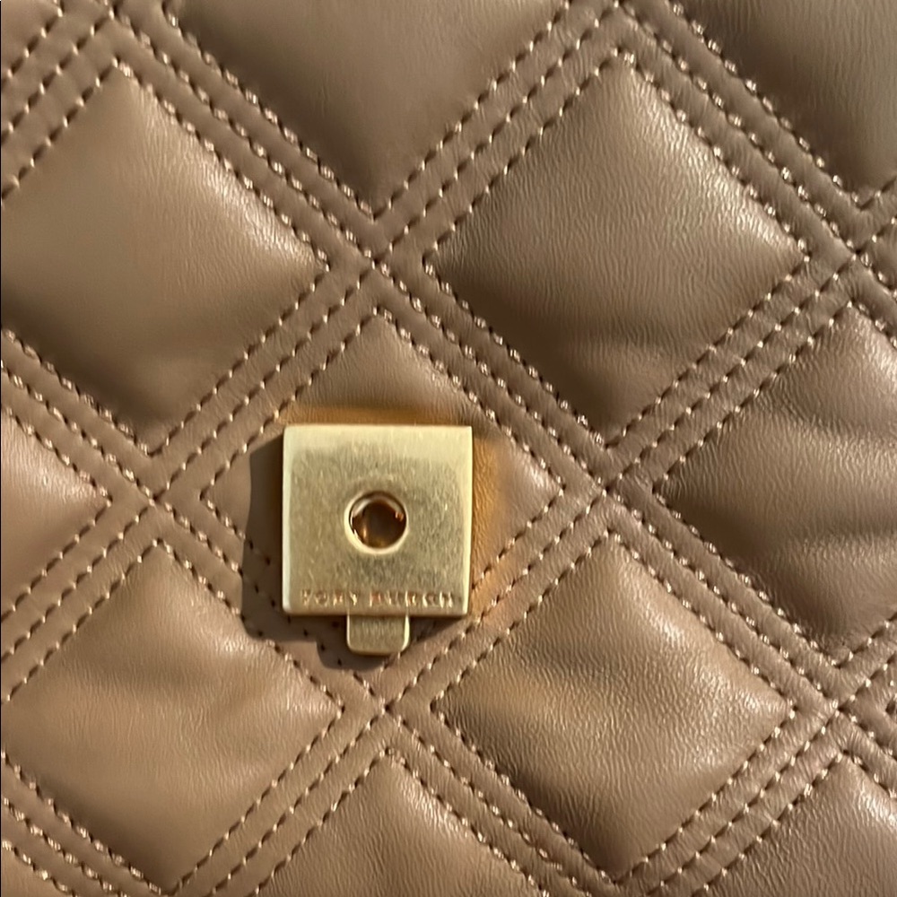 Tory Burch Brown and Gold Crossbody Bag with Quilted Design - Picture 9 of 10